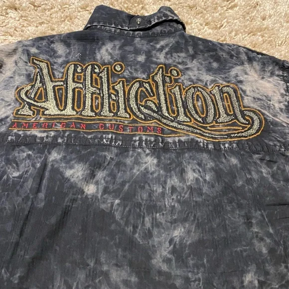 ❌SOLD❌Affliction Black Premium Buckle Mens short sleeve button skull shirt 2XL - Picture 5 of 13